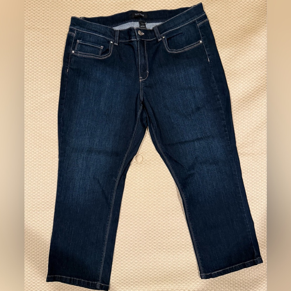 NWT-White House Black Market Women's Dark Blue Slim Crop Jeans